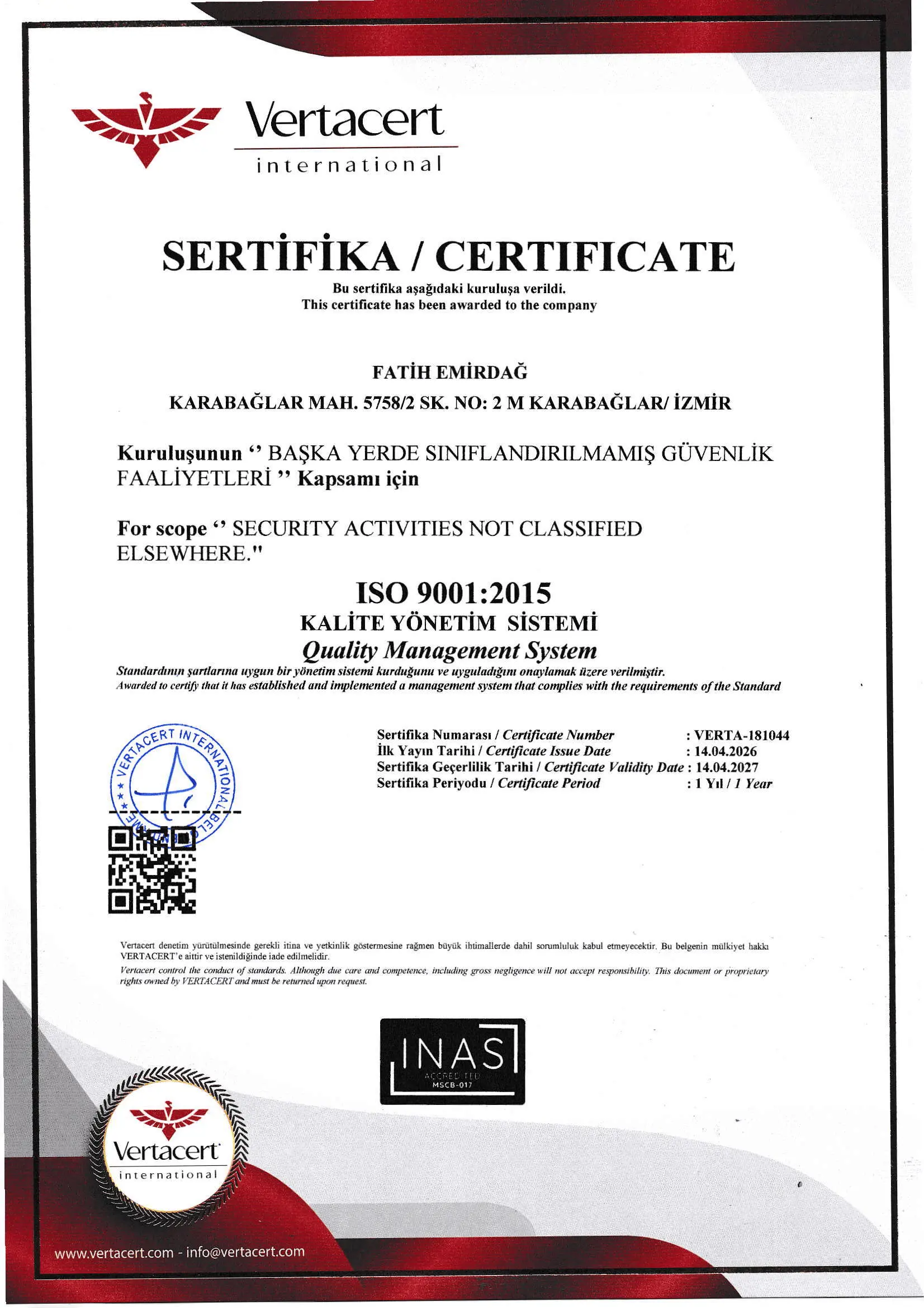Motorola Telsiz hizmetlerini sunan FAEM Elektronik ISO 9001:2015 Kalite Yönetim Sistemi belgesi